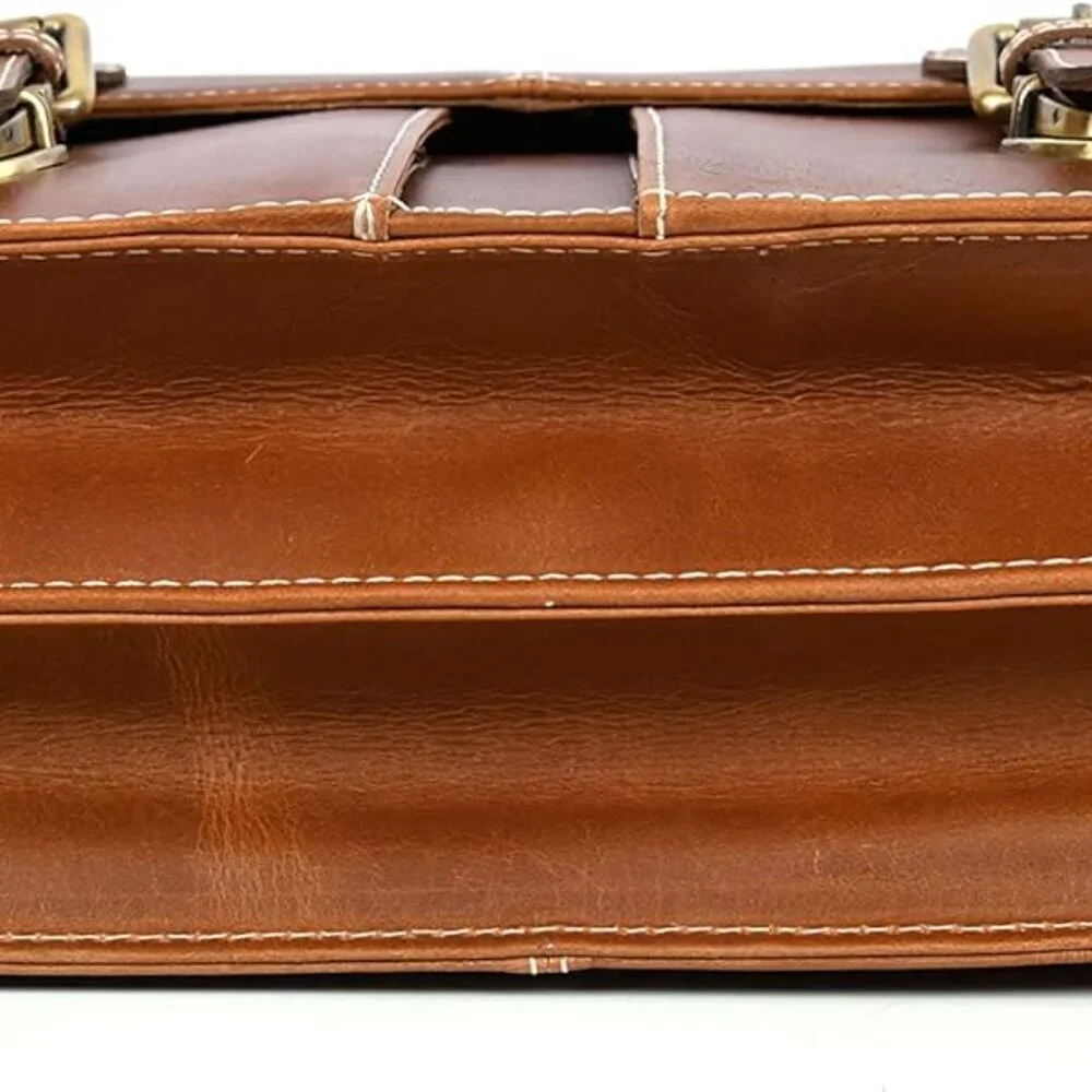 Leather Briefcase Office Bag for Men Padded Laptop Sleeve by 16Inch